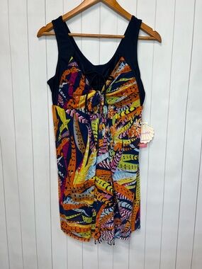 NWT - Wantdo One-Piece Feather Print Swimdress -Size 14